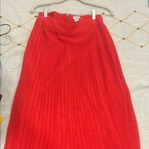 J. Crew Red Midi Pleated Skirt
